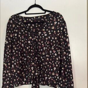 Abercrombie & Fitch Black Tie Front Long Sleeve Blouse